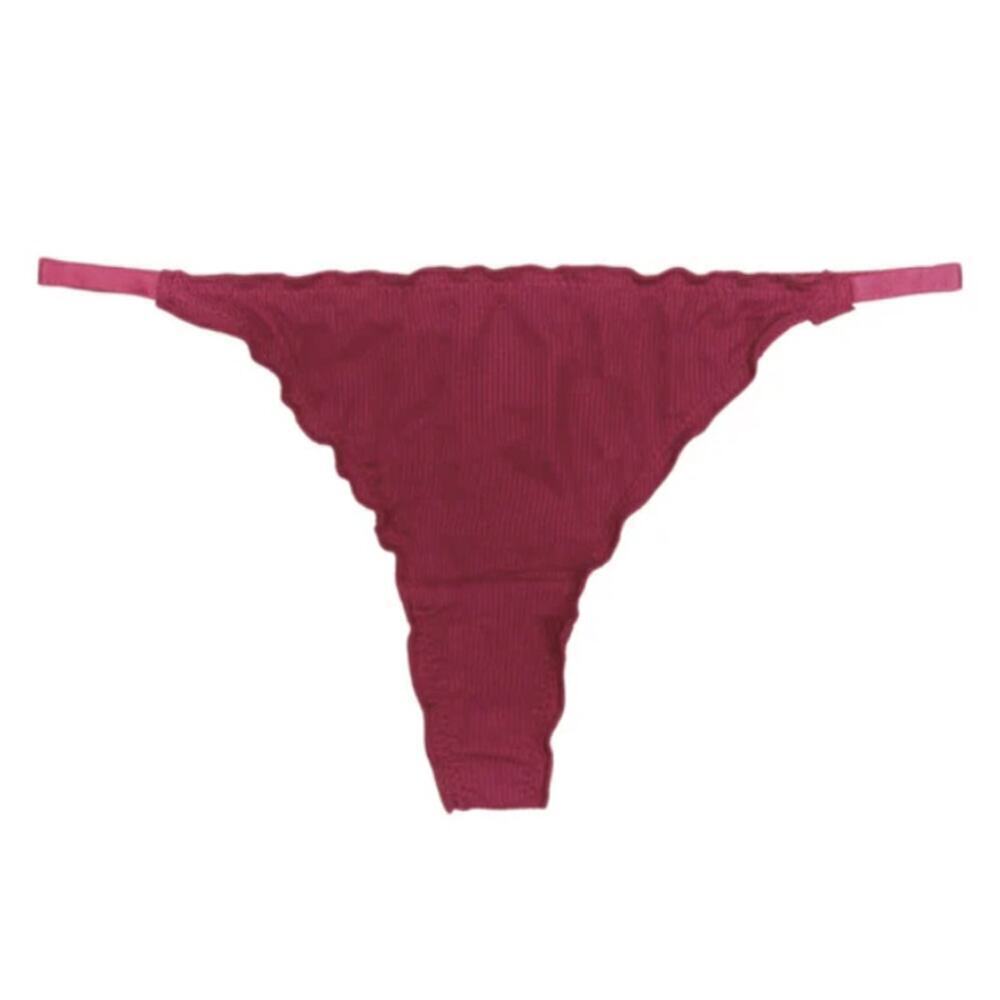 Knotty Knickers Cherry Cotton Ruffle Thong in Red, Size XXL​​​